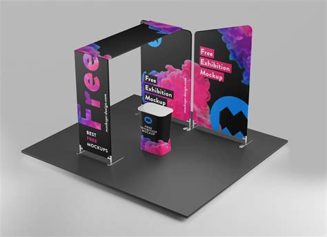 Free Trade Show Exhibition Display Stand Mockup PSD Set - Good Mockups
