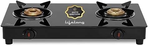 Longway Furn Glass Top, 2 Burner Manual Ignition Glass Gas Stove (Black ...