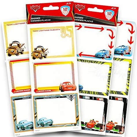 Generic Disney Cars Name Tag Stickers Value Set for Kids -- Pack of 72 ...