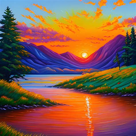 Sunset Landscape Painting