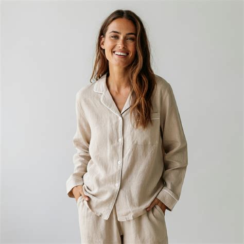 ARIA Women's Pure Linen Pajamas – Full Sleeve Top & Pants