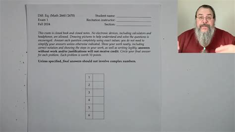 Diff Eq, Exam 1 walkthrough (Fall 2024)