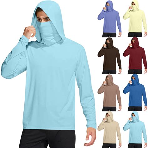Drindf Sun Protection Hoodies for Men UV Long Sleeve Shirts Breathable ...