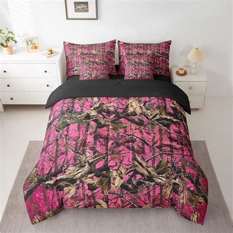 Amazon.com: Feelyou Pink Camouflage Queen Comforter Set with Sheets All ...