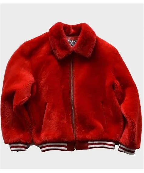 Kayla Faux Fur Red Varsity Jacket