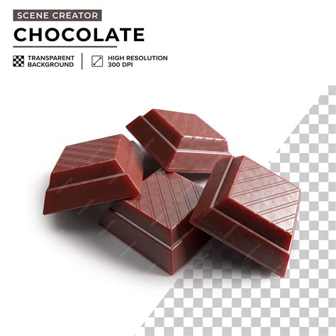 Small square pieces of a chocolate bar for scene creation | Premium PSD
