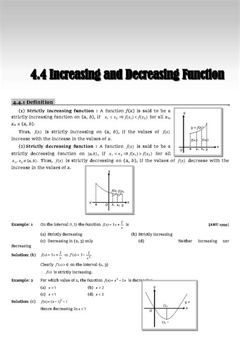 Application of Derivatives: Strictly Increasing and Decreasing ...