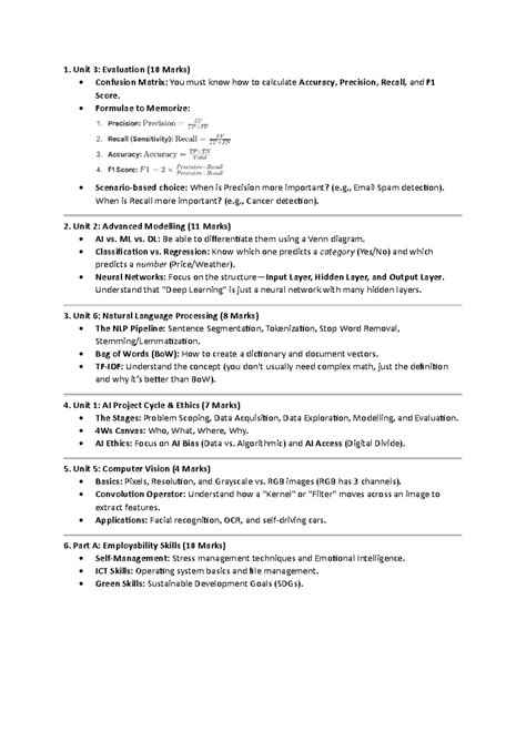 Important Topics for AI & ML Evaluation, Modelling, and Ethics - Studocu