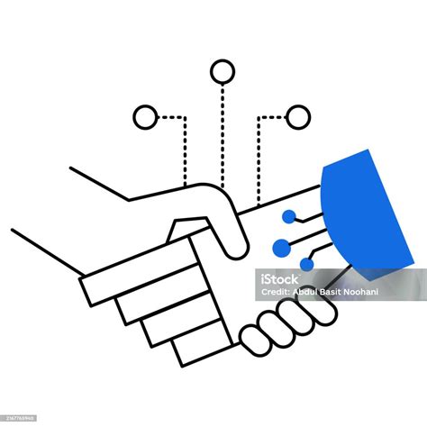 An Icon Depicting Aipowered Handshake Between Human And Robot Representing Partnerships In Ai ...