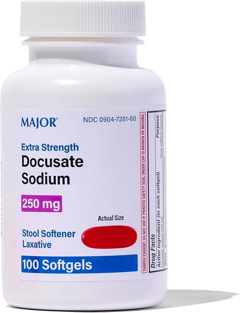 Amazon.com: Major Docusate Sodium 250 mg - Extra Strength Stool Softener Laxative Softgels for ...