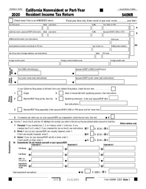 2020 Form CA FTB 540NR - Blank Fillable Template | Fill Out, Print ...