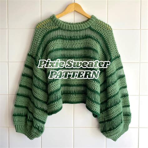 Pixie Sweater Crochet Pattern Striped Sweater Cozy Mesh Jumper Easy ...