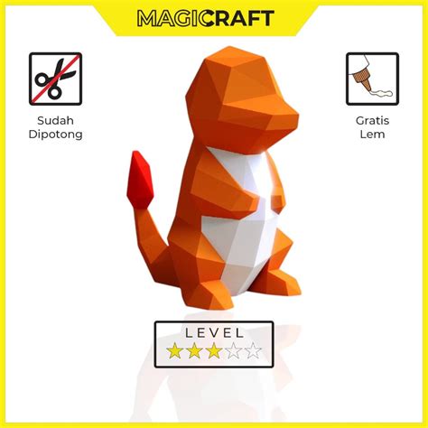 Jual MAGICRAFT 3D Papercraft Pokemon Charmander Pokemon Api Kerajinan ...