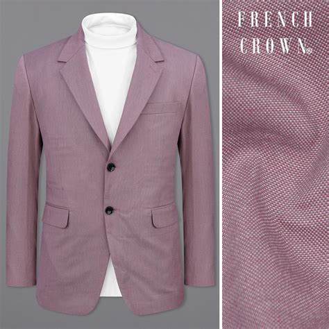 Cinereous Pink Plain-Solid Premium Cotton Single Breasted Blazers for Men.