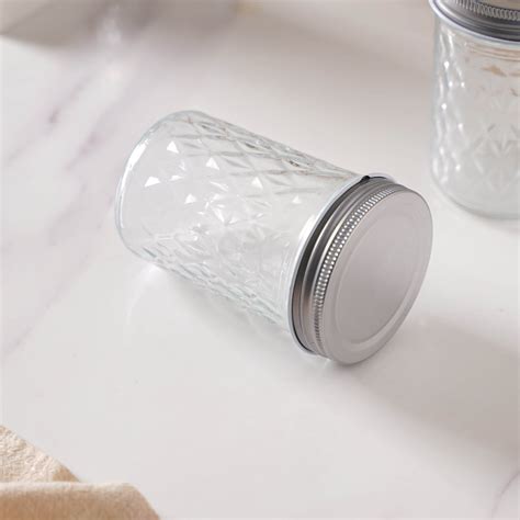 Textured Mason Jar Medium Set of 6 Online - Premium Jar With Lid | Nestasia