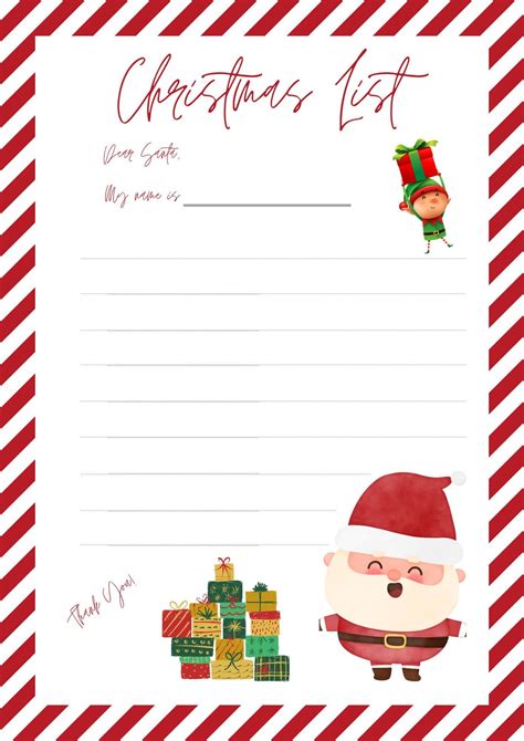 A Digital Print of a Christmas List for Santa - Etsy