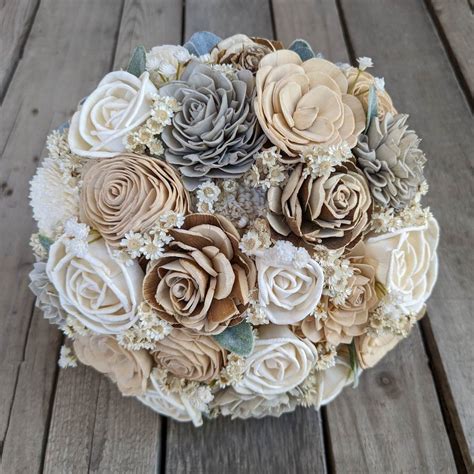 Sola Wood Flower Bridal Bouquet, Wooden Flowers Bridal Boutique, Wood ...