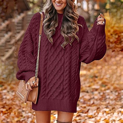 Leesechin Womens Fall Sweater Dresses Casual Oversized Cable Knit ...