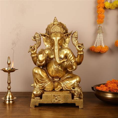 Large Pure Brass Ganesha Statue - 24" – Budhshiv.com