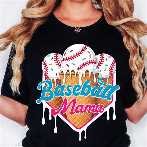 Baseball Mama T-Shirt, Ice Cream Baseball Shirt, Game Day Ballpark Mom ...
