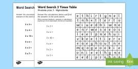 Multiplication 7 Times Tables Word Search Worksheet / Worksheet