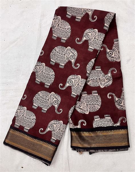 Kalamkari Chennuri Silk Nizam Border Saree-KNB-SP-M067 – JSP Handlooms