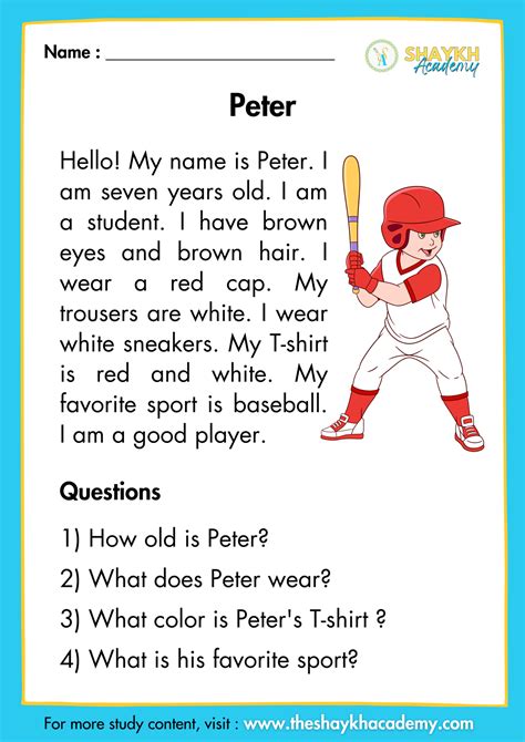 Beginner Level - Comprehension Passages | English comprehension ...