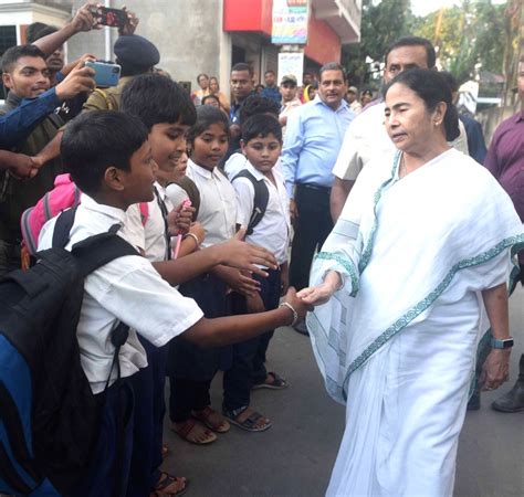 :Hingalganj:Mamata Banerjee meets students of Taki Girls School.