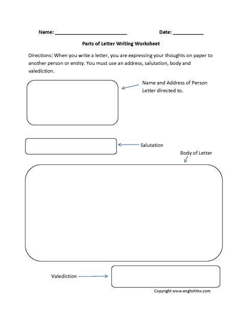 Part Of A Letter Worksheet