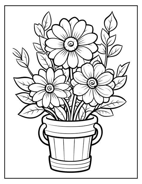 53 Easy Flower Coloring Pages - Instant PDF Download - Relaxing Floral ...