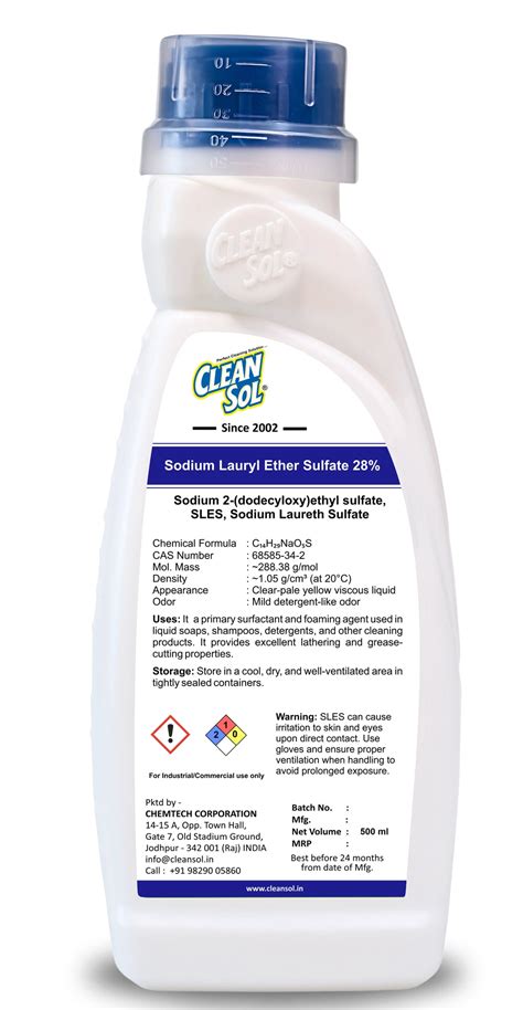 Cleansol SLES 28% | Sodium Lauryl Ether Sulphate Liquid Surfactant
