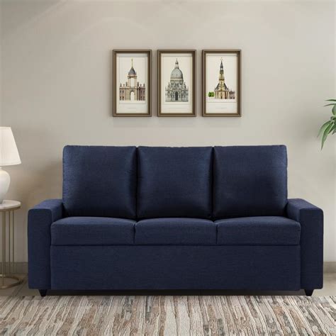 FURNY Hallon 3 Seater Fabric Sofa Set (Dark Grey) : Amazon.in: Home ...