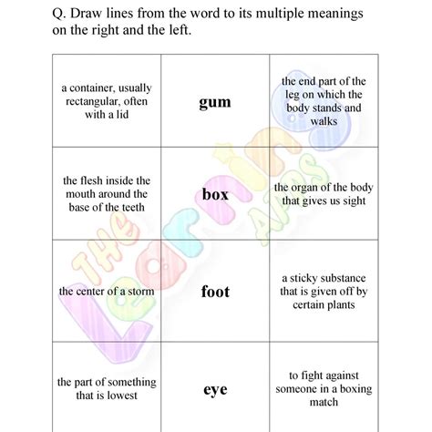 Multiple Meaning Words Worksheets - The Learning Apps