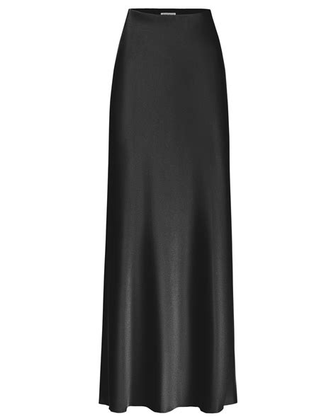 Alyssa Black heavy-weight silk satin maxi skirt - Serenity | Black ...