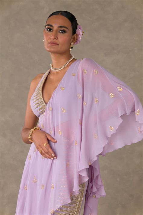 Masaba - Lilac Trikone Saree Gown - Elahe