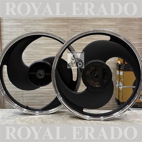 KINGWAY RACE BY 2 Spokes S design Black Alloy Wheel Set BIG drum brake ...