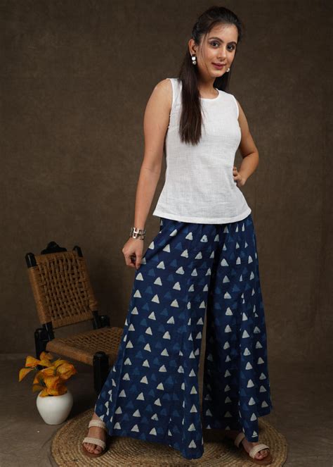 Classy indigo wide leg palazzo pant – Sujatra