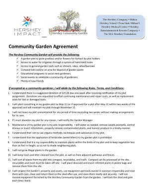 Fillable Online hersheycommunitygarden Community Garden Agreement ...