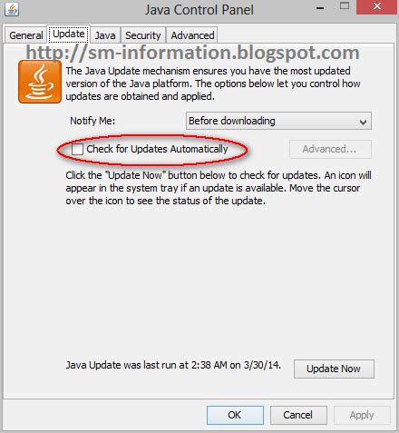 How To Turn On or Off Your Java Update - VSolution