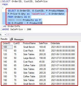 Image result for Derived Table in SQL Server
