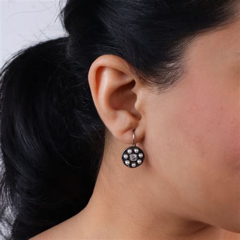 Moha Maya Cz Pearl Earrings - 92.5 Silver Handcrafted at House of Aadyaa