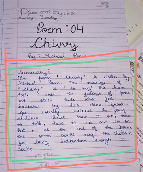 Poem chivvy short summary - Brainly.in