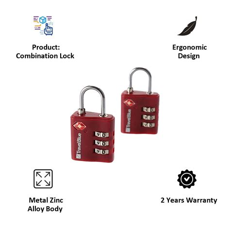 Buy TRAVEL BLUE Combination TSA Lock (38, Red) Online - Croma