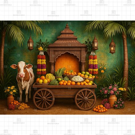 Pongal Harvest Temple Celebration Printed Baby Backdrop – Backdropwala