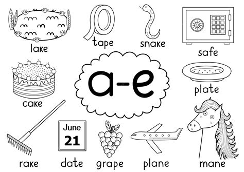 Premium Vector | Ae digraph spelling rule black and white educational ...
