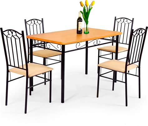Amazon.com - HOMCOM 5 Piece Dining Room Table Set for 4, Space Saving ...