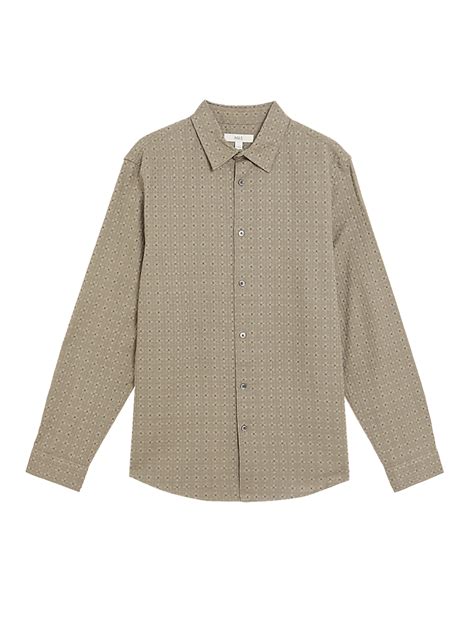 Buy Pure Cotton Geometric Print Shirt at Marks & Spencer