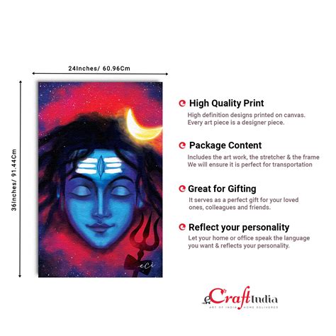 Lord Shiva face Original Design Canvas Printed Wall Painting ...