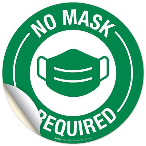 Buy No Mask Required Sign, (3 Pack) 6x6 Inches, 4 Mil Vinyl Decal ...