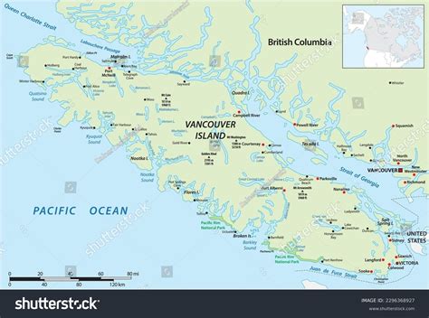 Vector Map Canadian Pacific Island Vancouver Stock Vector (Royalty Free) 2296368927 | Shutterstock